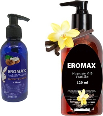 Eromax Hindistan Cevizi Aromalı Yenilebilen Masaj Yağı + Çikolatalı Yenilebilir Masaj Yağı 2 Adet Set