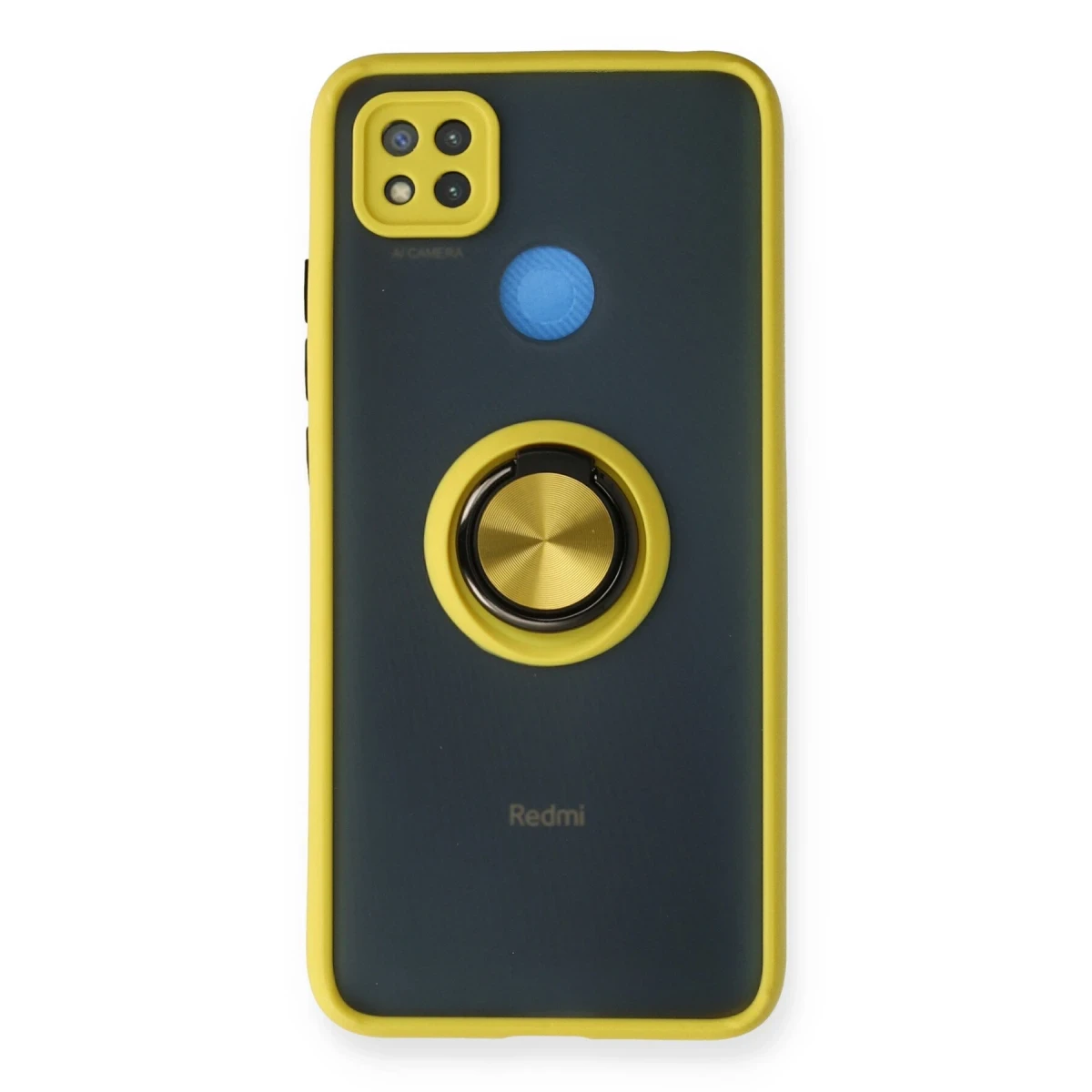 Xiaomi Redmi 9C Kılıf Montreal Yüzüklü Silikon Kapak - Sarı