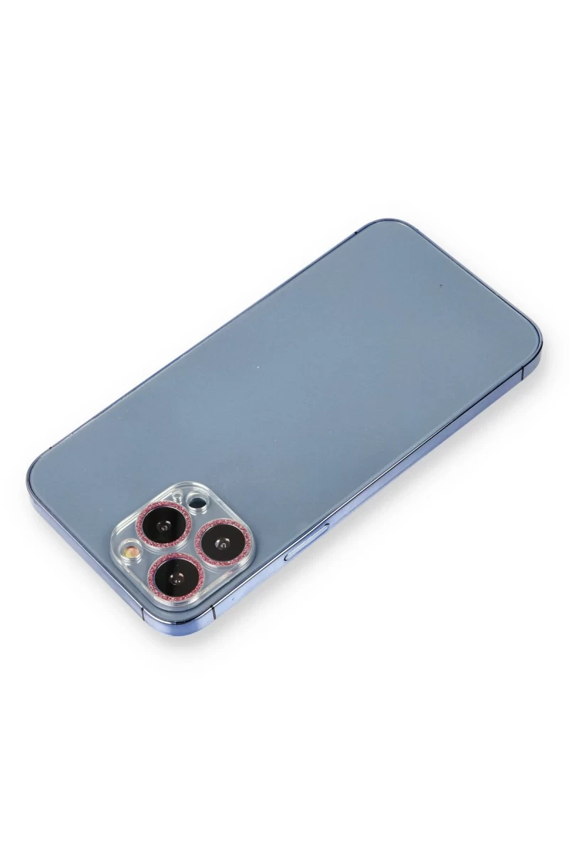 Apple iPhone 12 Pro Max Uyumlu Shine Kamera Lens Koruma Cam - Pembe