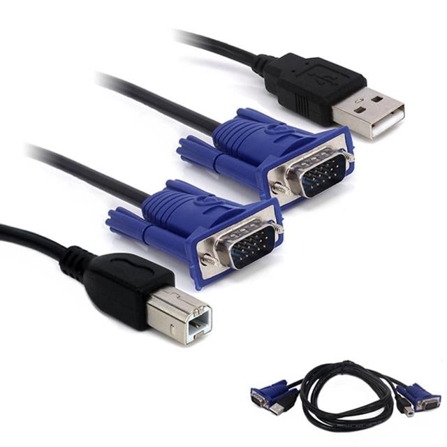 Kwm Switch Kablo 1.5 Metre Vga Erkek-Erkek + Usb + Printer