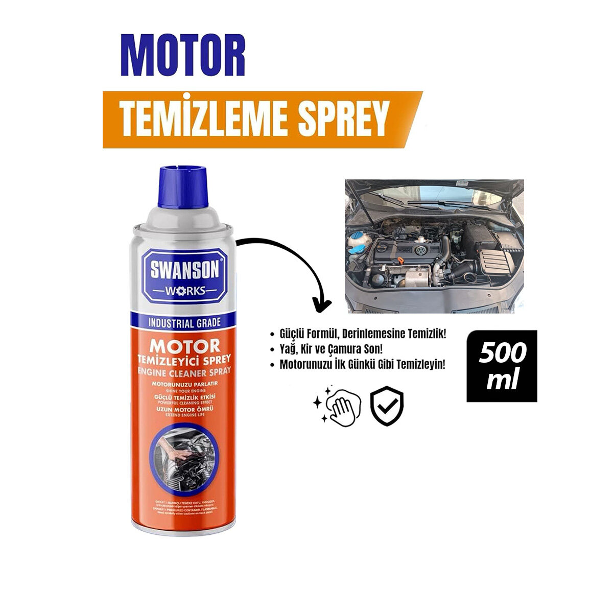 24 Adet Motor Temizleme Sprey 500 Ml