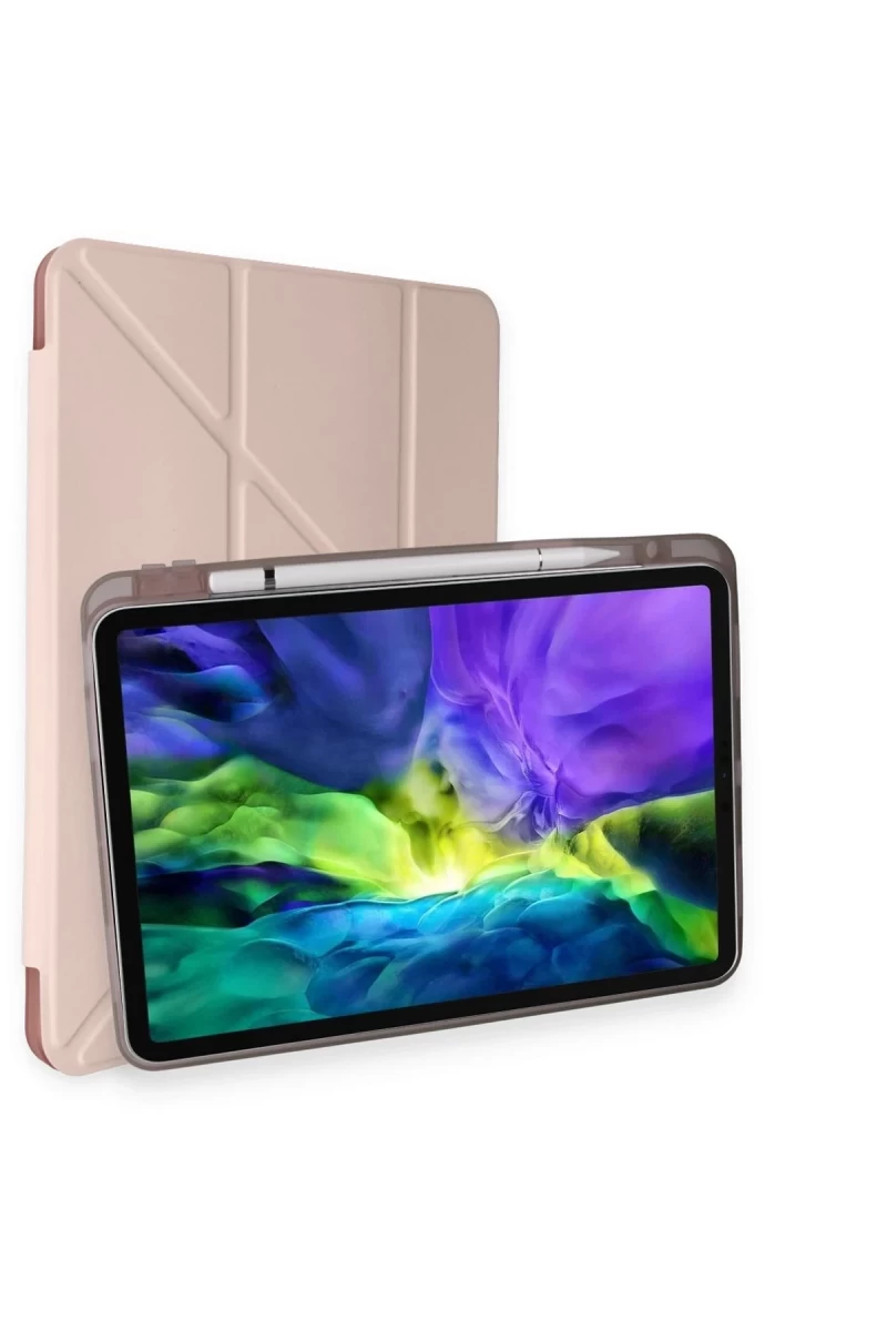 Apple iPad Pro 11 (2024) Kılıf Kalemlikli Mars Tablet Kılıfı - Rose Gold