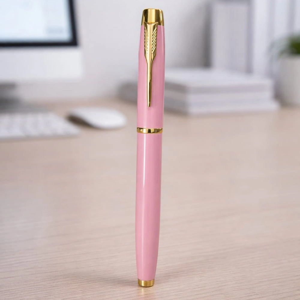 Şık Pembe Metal Roller Kalem 13 Cm Promosyon Hediyesi