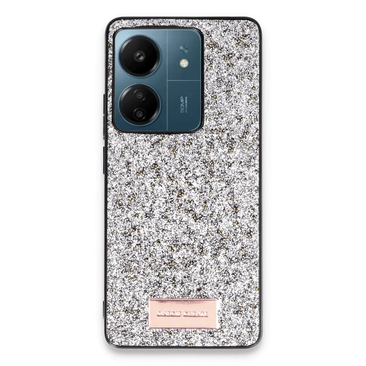Onegif Xiaomi Redmi 13C Bright Simli Kapak - Gümüş