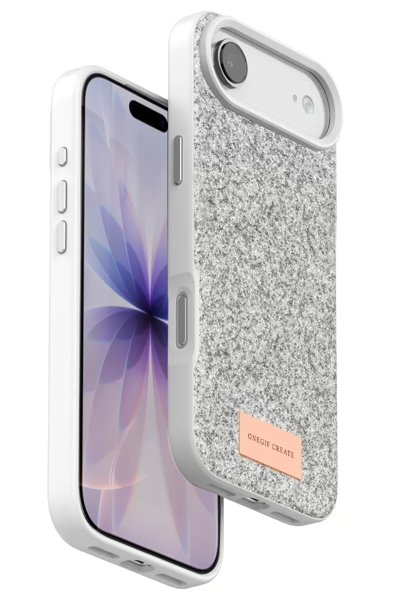 Onegif Apple iPhone 17 Air Uyumlu Bright Simli Kapak - Beyaz