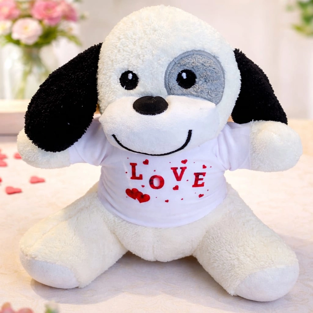 Sevimli Tişörtlü Peluş Köpek 25 cm Hediye Seçeneği