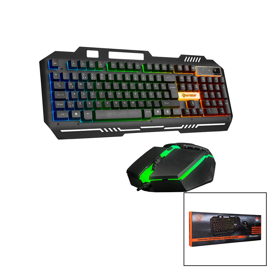 Everest HKM-X86 Quin Gökkuşağı Işıklı Usb Kablolu Klavye - Mouse Set 150CM Kablo