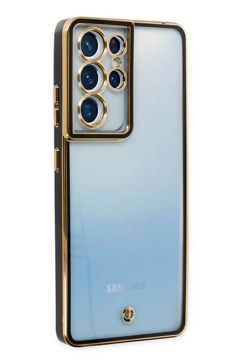 Samsung Galaxy S21 Ultra Uyumlu Kılıf Liva Lens Silikon - Siyah
