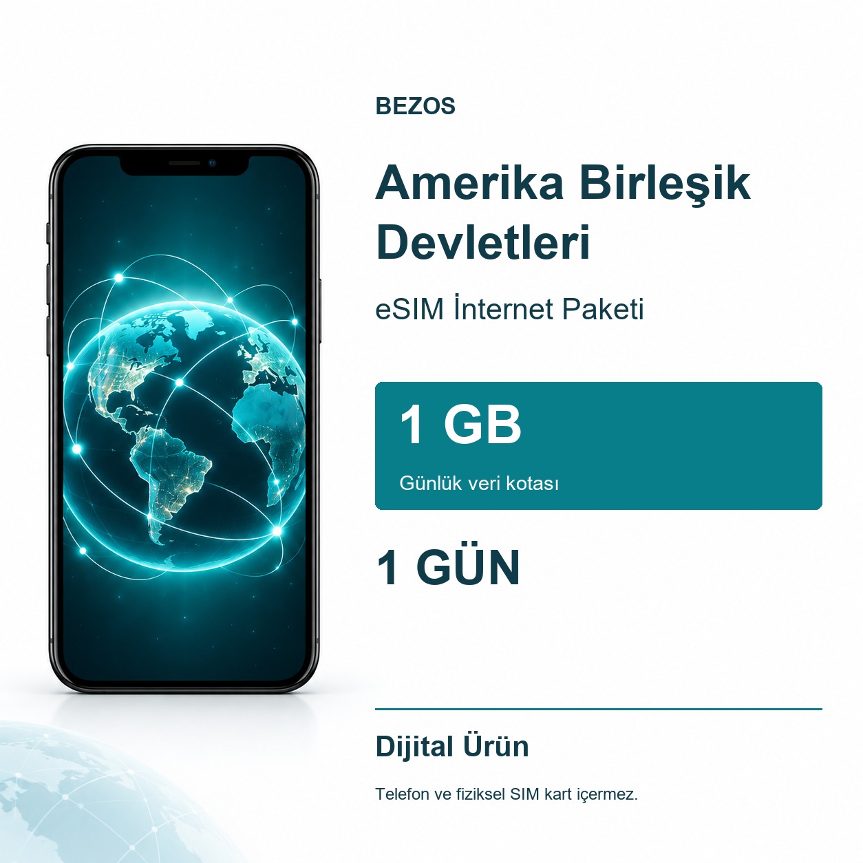 Amerika Birleşik Devletleri eSIM İnternet Paketi Günlük 1 GB 1 Gün