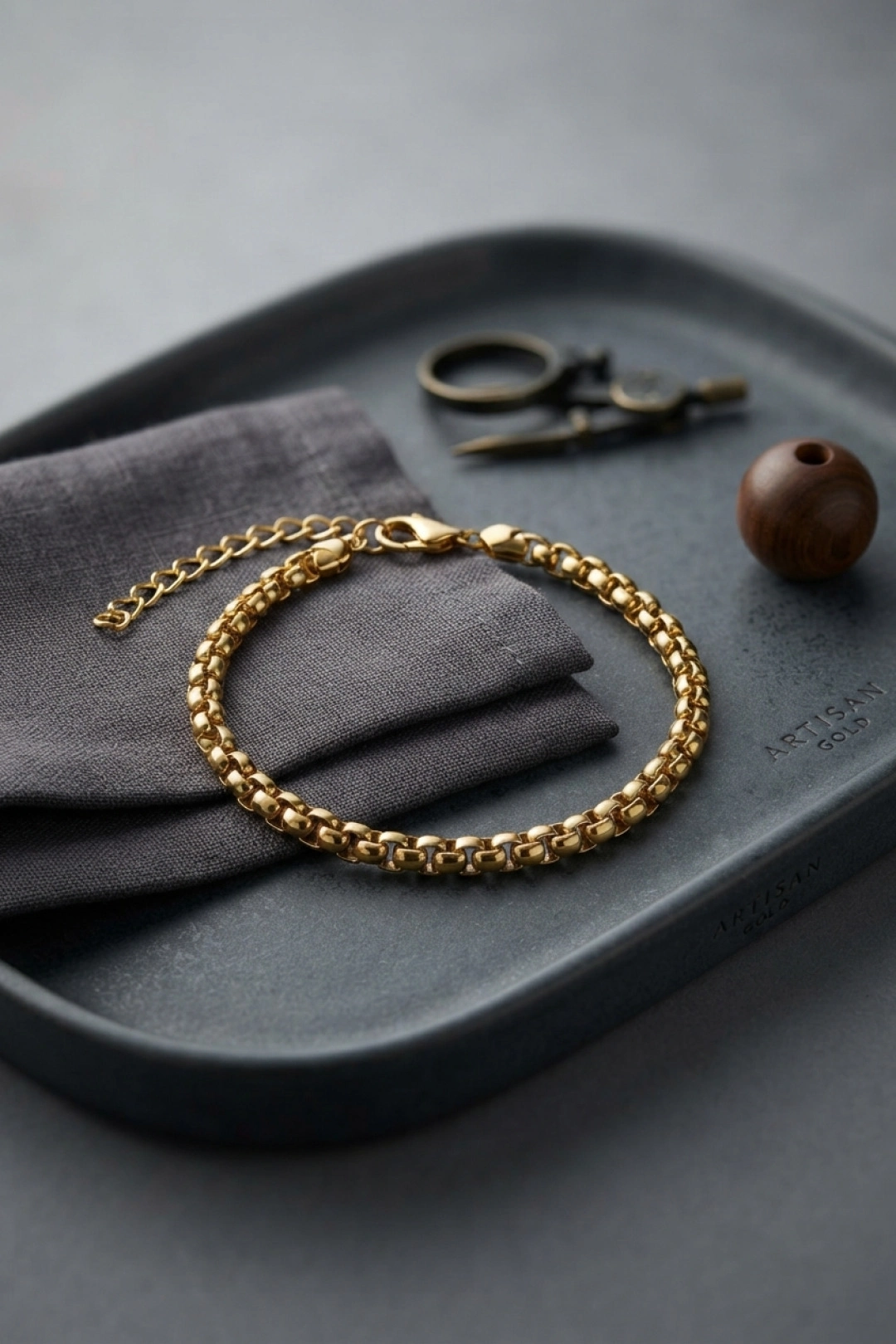 Gold Renk Box Zincir Bileklik 18 cm Uzatma ile