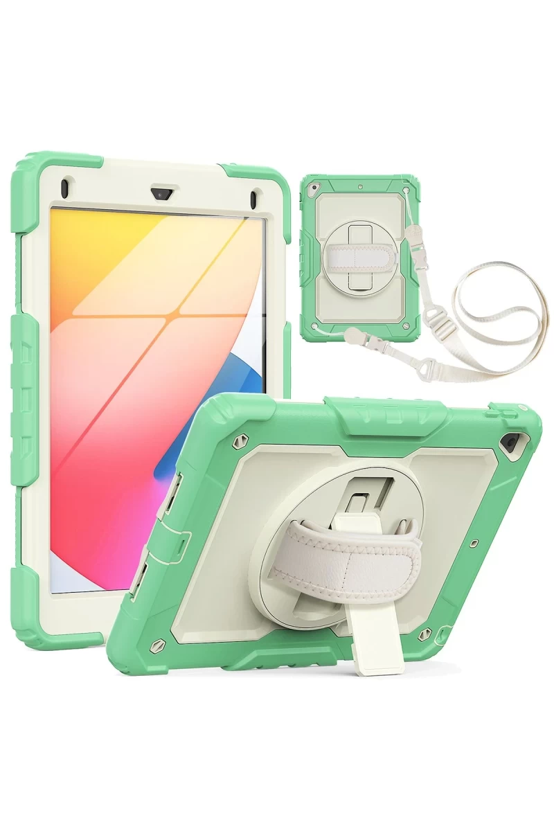 Apple iPad 5 Air 9.7 Kılıf Strap New Tablet Kapak - Yeşil