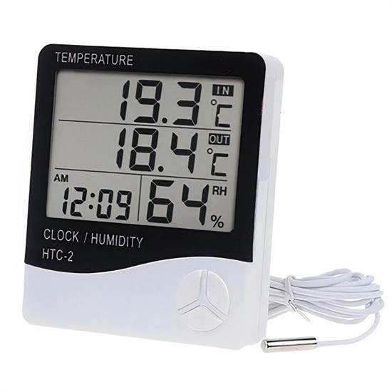 LCD Ekranlı Alarmlı Nem Ölçer Termometre 2'li Set