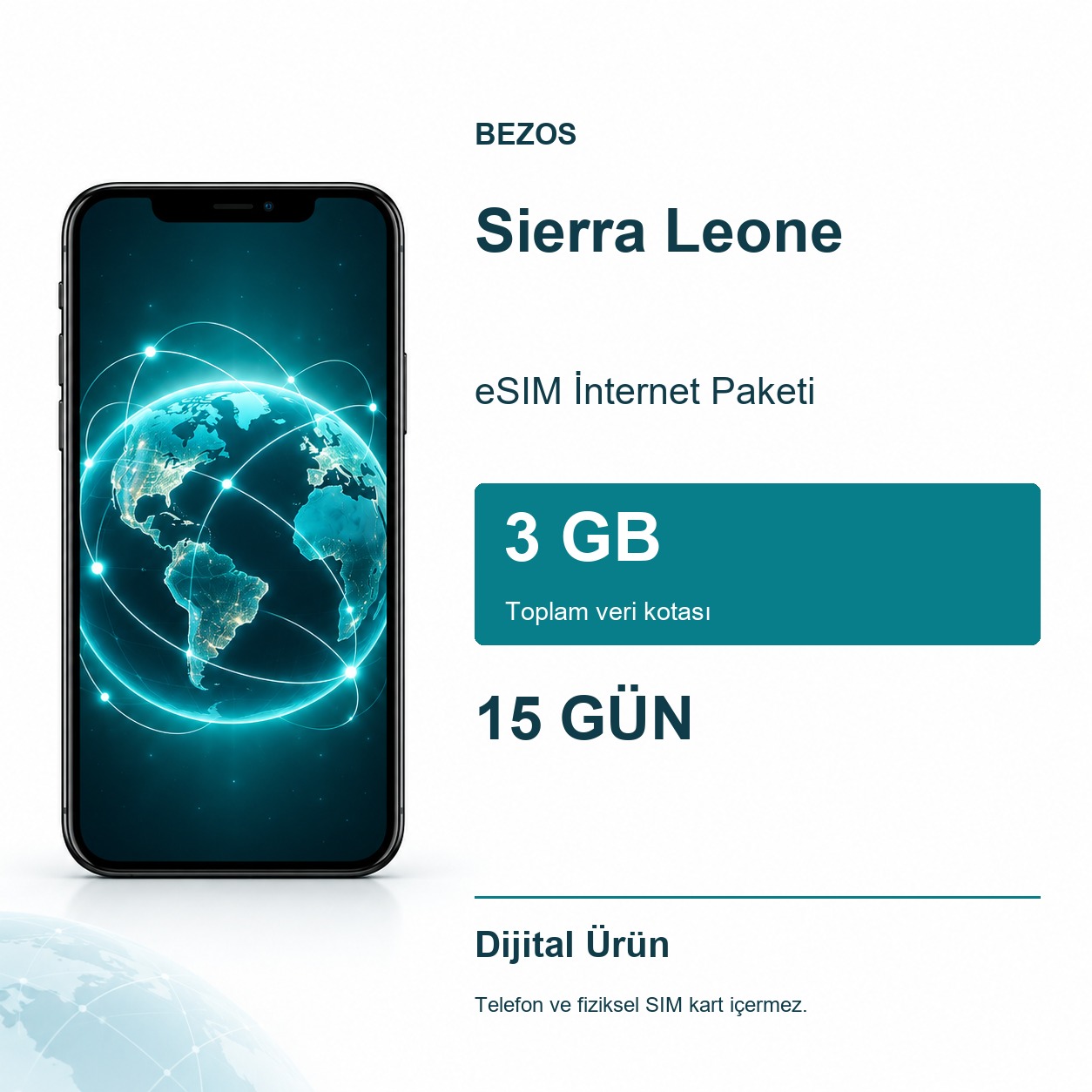 Sierra Leone eSIM İnternet Paketi 3 GB 15 Gün