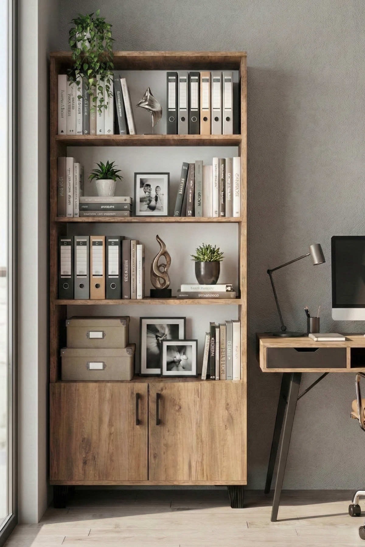 Çok Amaçlı Kitaplık Suntalam Kahverengi 75x190
