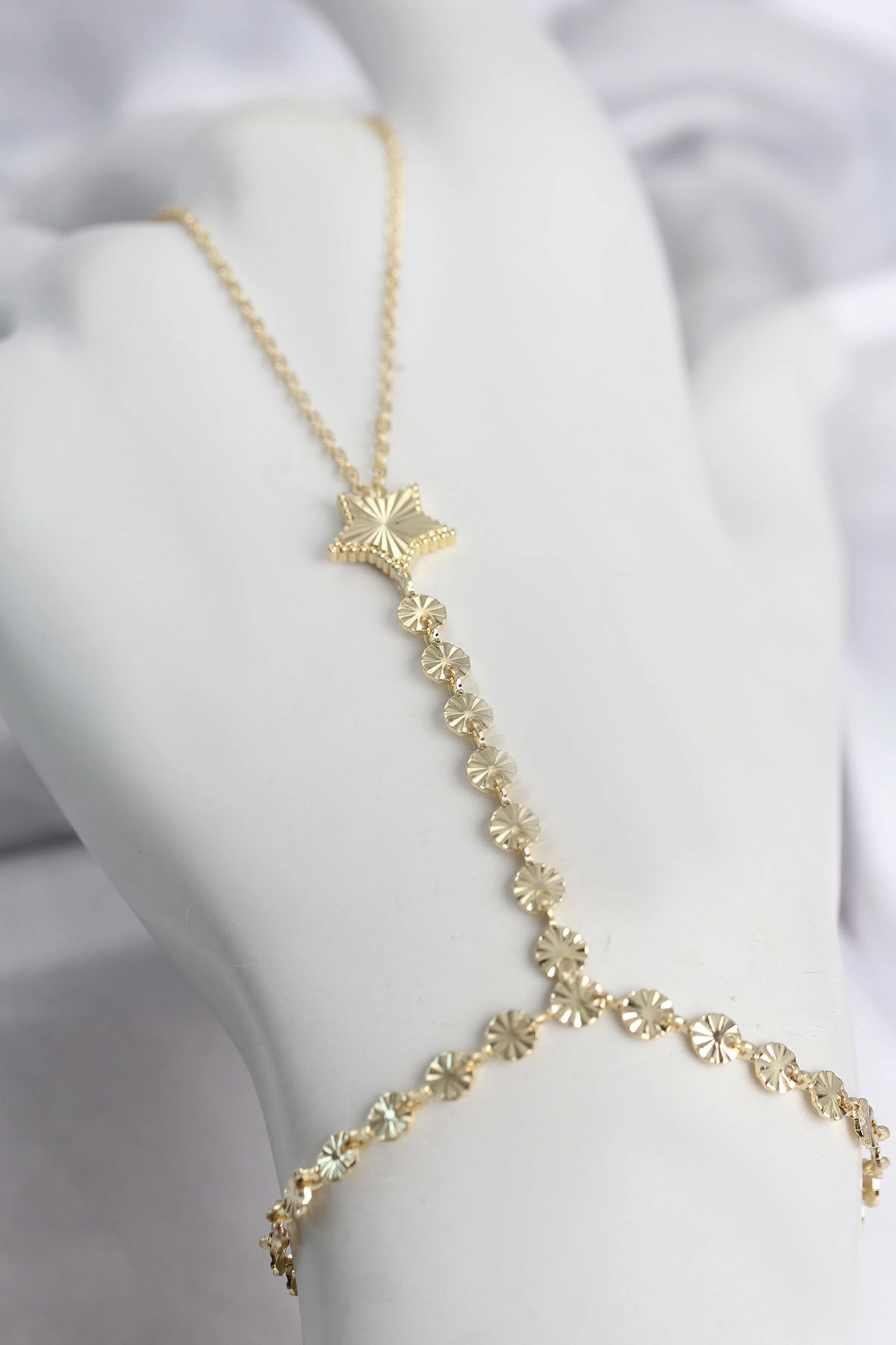 Şık Gold Renk Pirinç Yıldız Taşlı Şahmeran