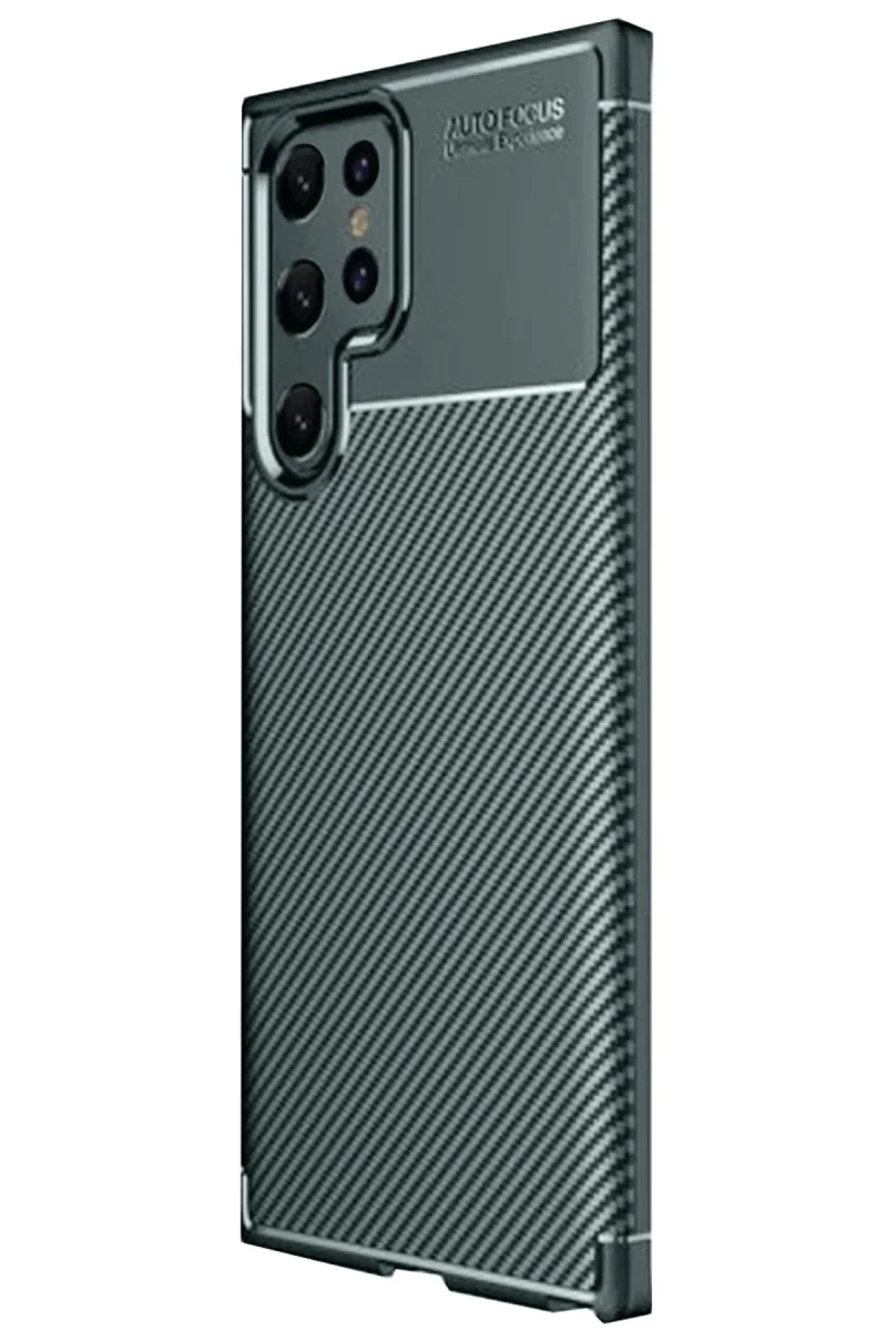 Samsung Galaxy S25 Ultra Uyumlu Kılıf Auto Focus Karbon Kapak - Koyu Yeşil