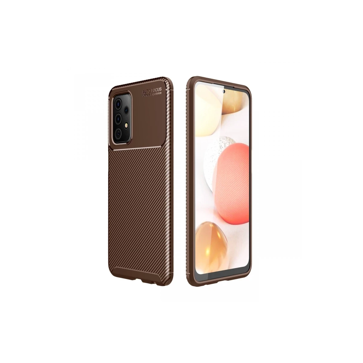Samsung Galaxy A52 Kılıf Auto Focus Karbon Kapak - Kahverengi