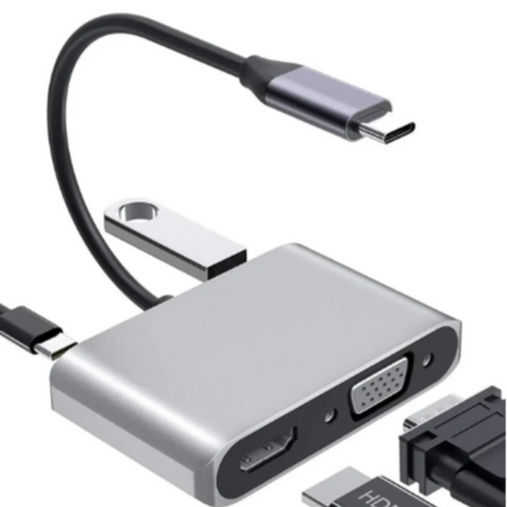 Kompakt 4K 4 İn 1 Bağlantı Adaptörü USB-C HDMI