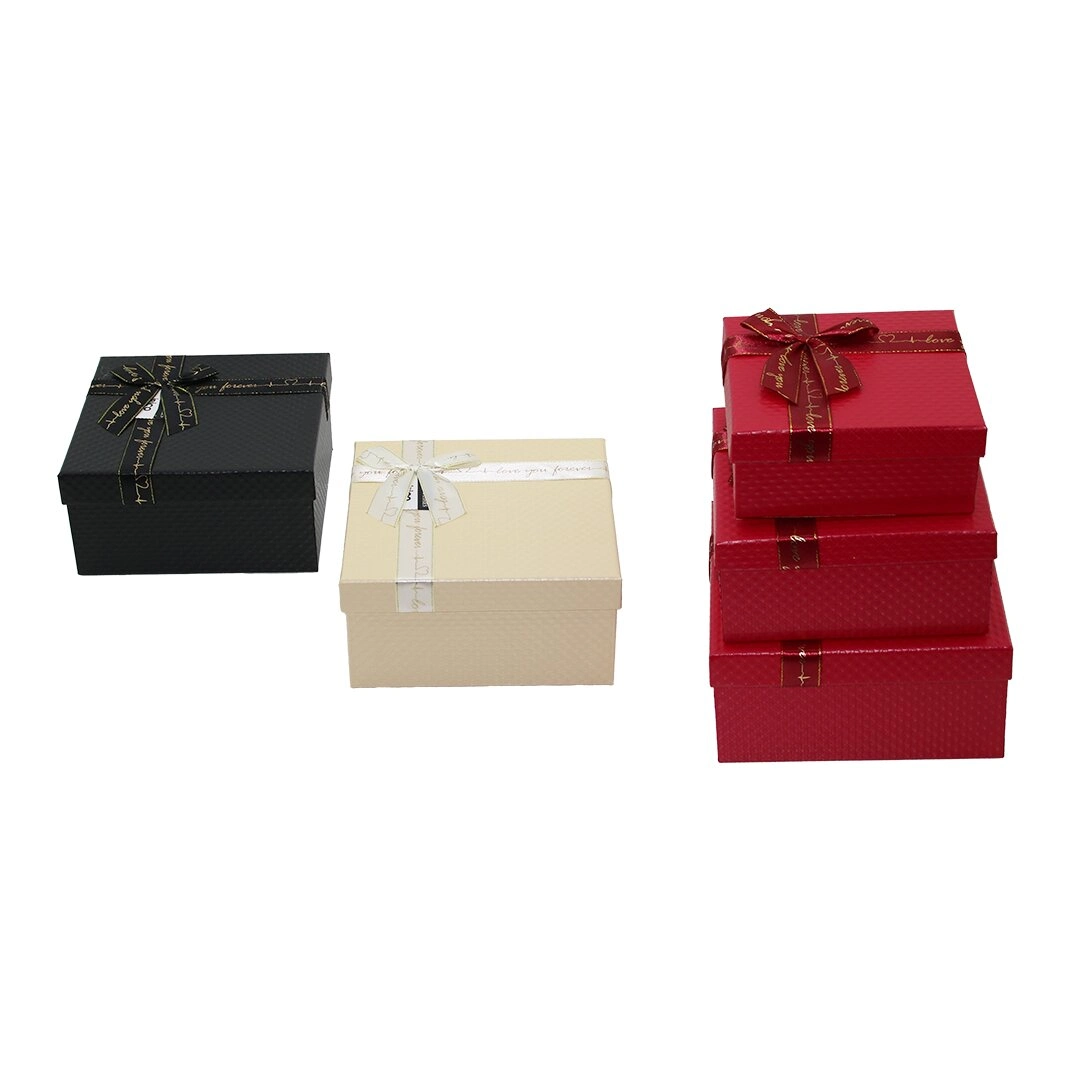 Kare Mat Mix Renkli Hediye Kutusu 3 Adet 19-17-15 cm