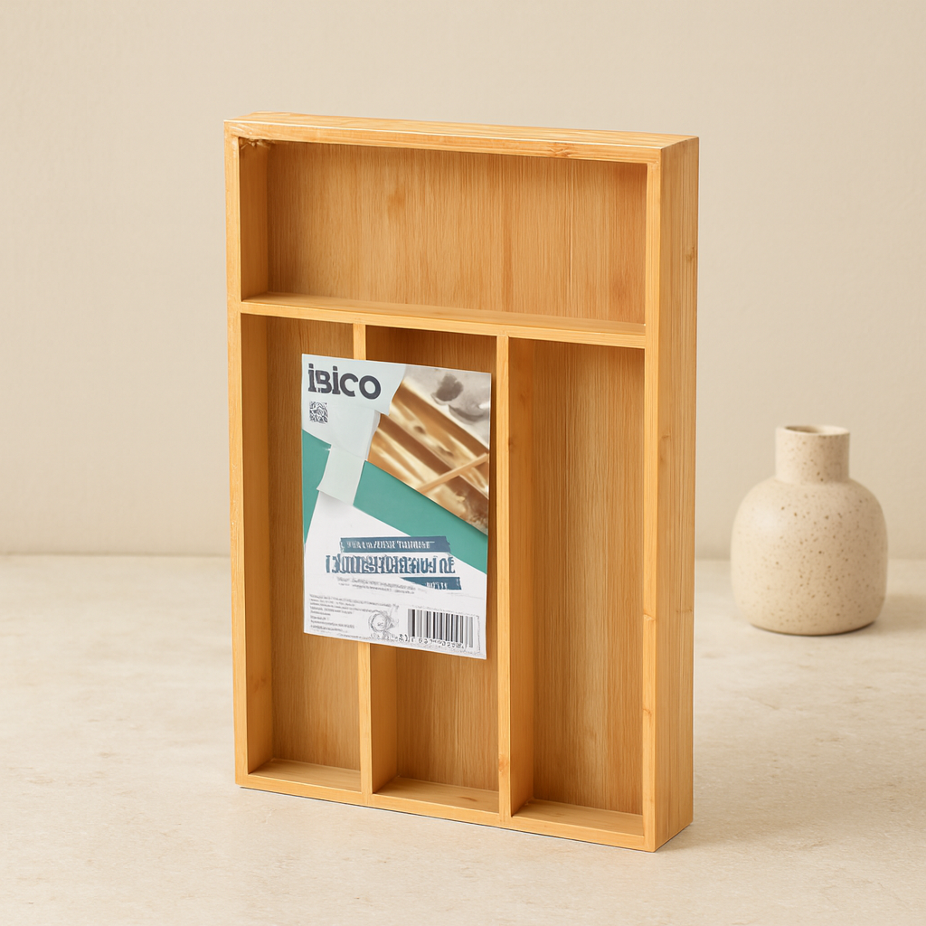 Bambu Çekmece Kaşıklık 22.4x33 cm - 4 Bölmeli Çok Amaçlı Organizer