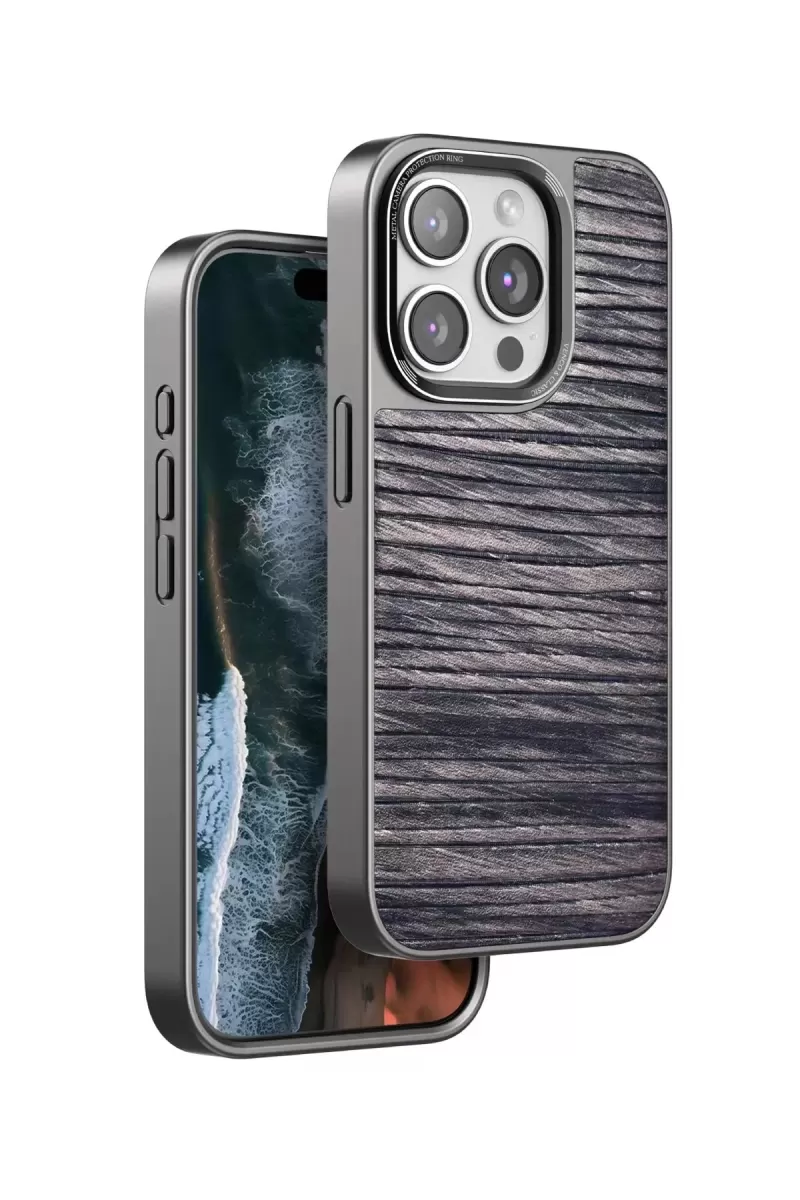 Venco Apple iPhone 15 Pro Uyumlu Wave Kapak - Kahverengi