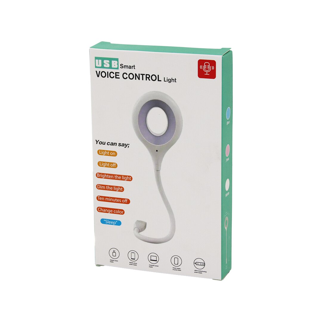 Usb Smart Voıce Control Light Sesli Işık Ayarlı Mini Yuvarlak Usb 16 Ledli Lamba Akrobat Kollu 2W 5V-0.5A