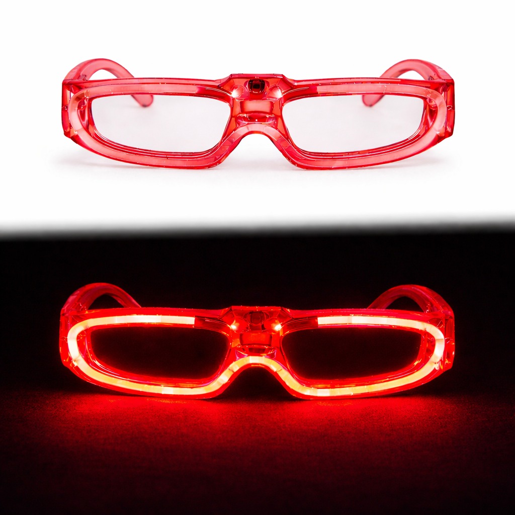 Kırmızı LED Işıklı Parti Gözlüğü 3 Modlu ? Glow & Gece Eğlence Gözlüğü