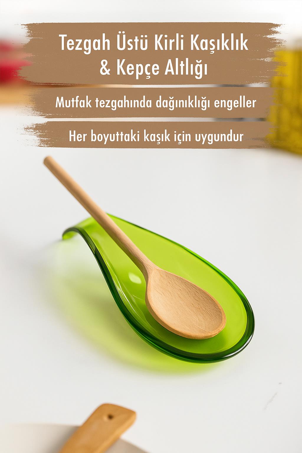 Akrilik Yeşil Tezgah Üstü Kirli Kaşıklık & Kepçe Altlığı