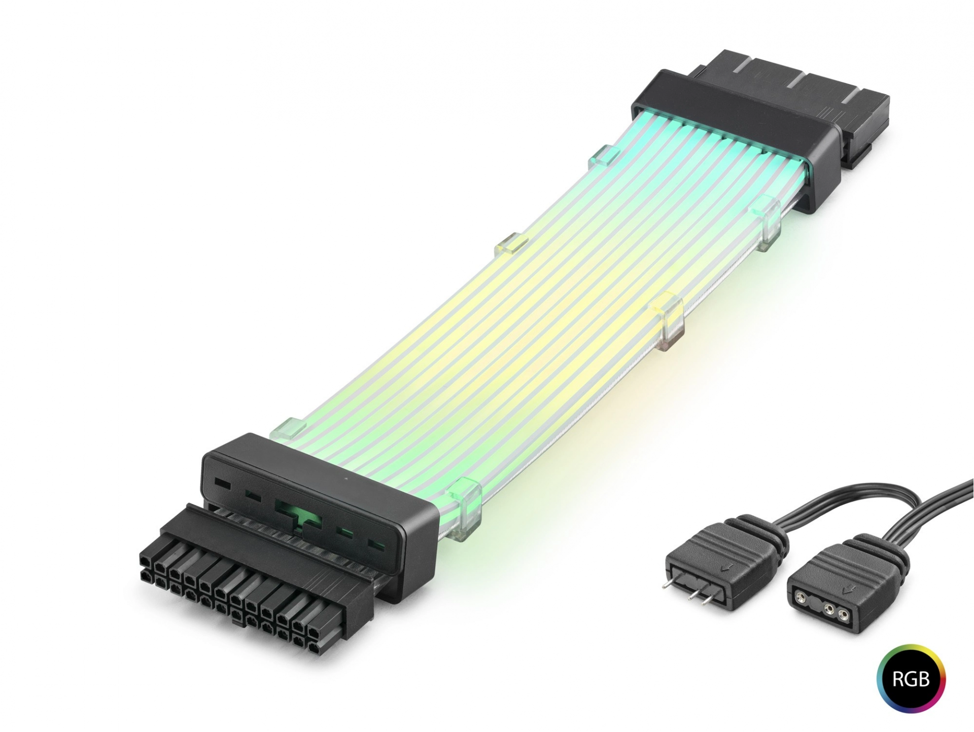 Bükülebilir 24 Pin Argb Güç Uzatma Kablosu 2 Mm Siyah