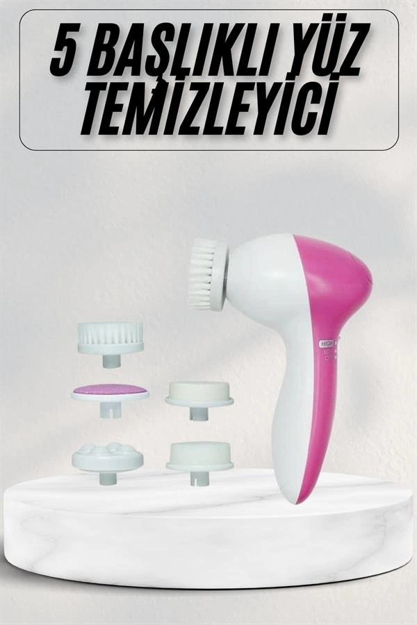 Etkili Cilt Temizleme ve Masaj Aleti 5 Başlıklı Set