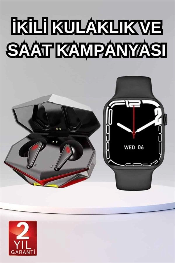 Akıllı Saat ve Kulaklık İkili Set Uyumlu Uzun Pil Ömrü
