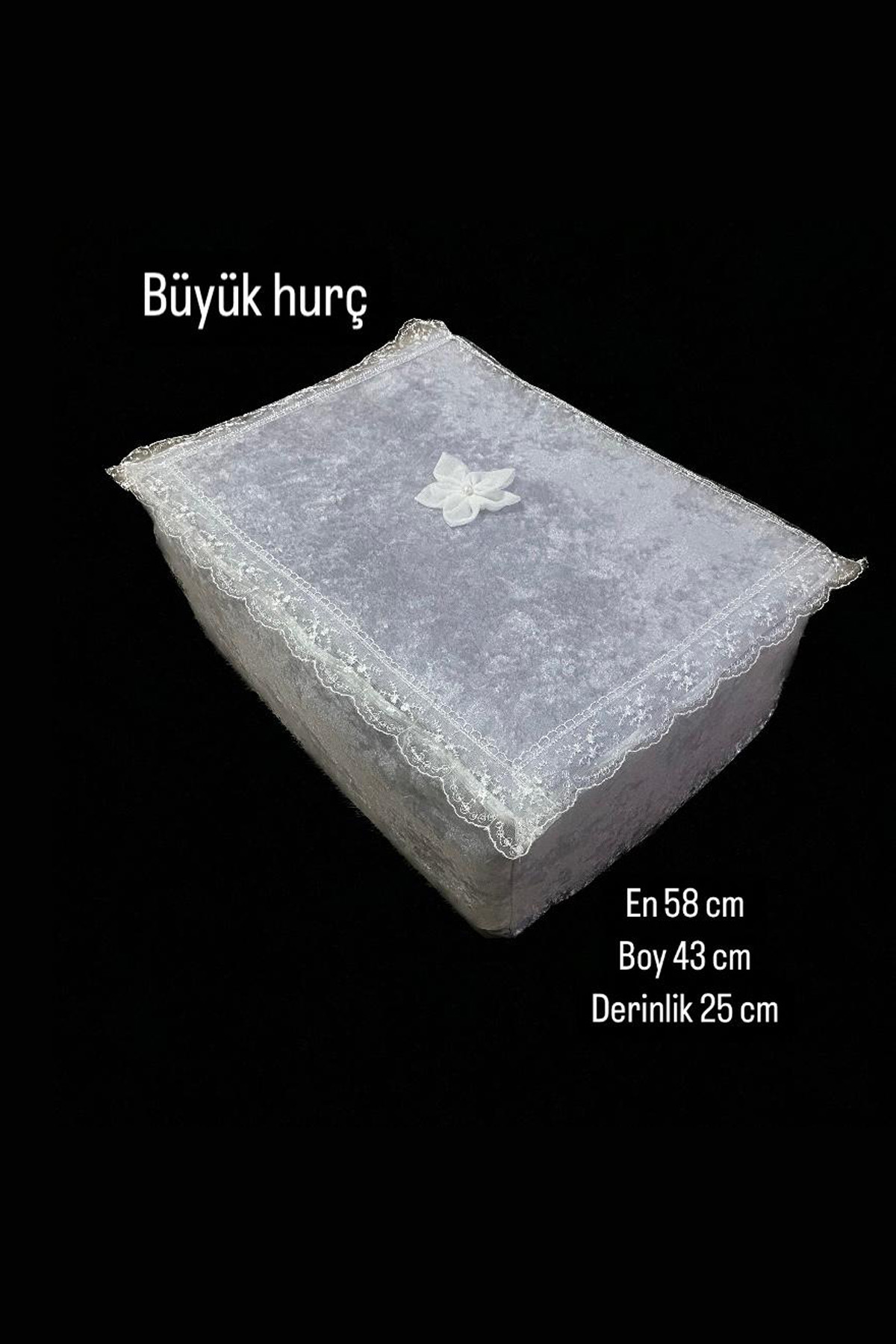 Çeyizlik Büyük Tek Hurç Çiçekli, Kadife Tek Hurç Çeyizlik Dantelli Hurç, Gri Büyük Boy Hurç
