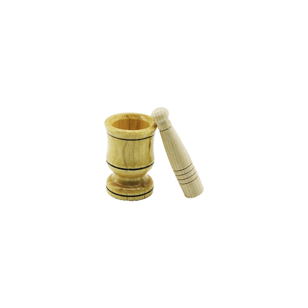 Küçük Boy Ahşap Havan Sarımsak Dövecek Ç: 6CM--D: 4CM--Y: 8.8CM Fileli Ambalaj