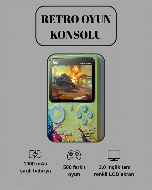 Retro Mini Oyun Konsolu 500 Oyun ile Eğlence Dolu