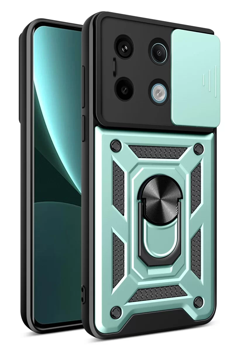 Xiaomi Poco X6 Pro Uyumlu Kılıf Pars Lens Yüzüklü Silikon - Yeşil