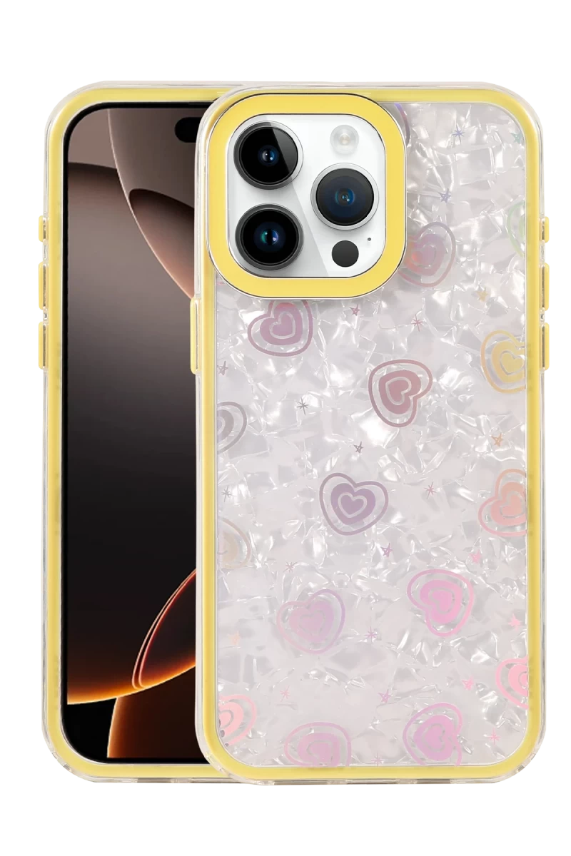 Apple iPhone 15 Pro Max Uyumlu Lumi Desenli Kapak - Sarı