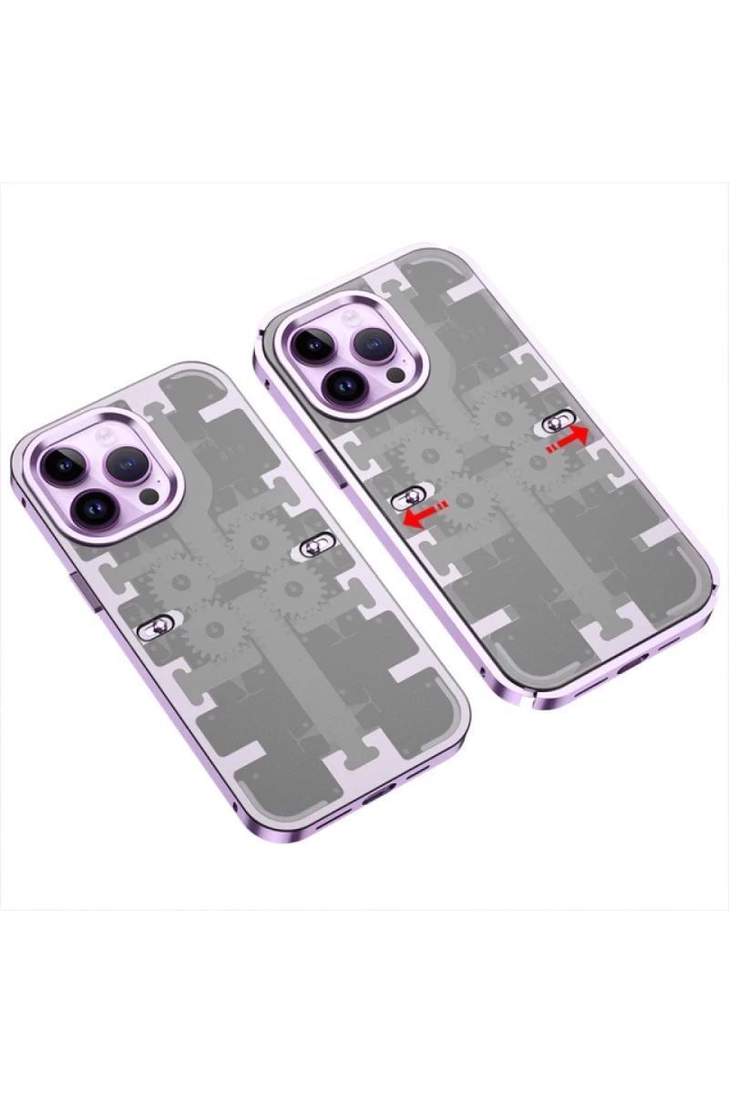 Apple iPhone 14 Pro Uyumlu Kılıf Mekanik Bumper Kapak - Derin Mor