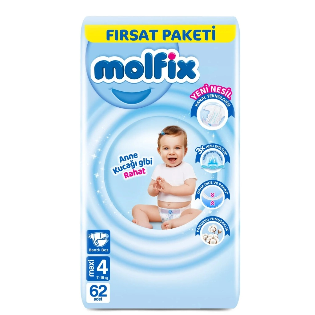 Fırsat Paketi Bebek Bezi 4 Beden 62 Adet 7-14 Kg