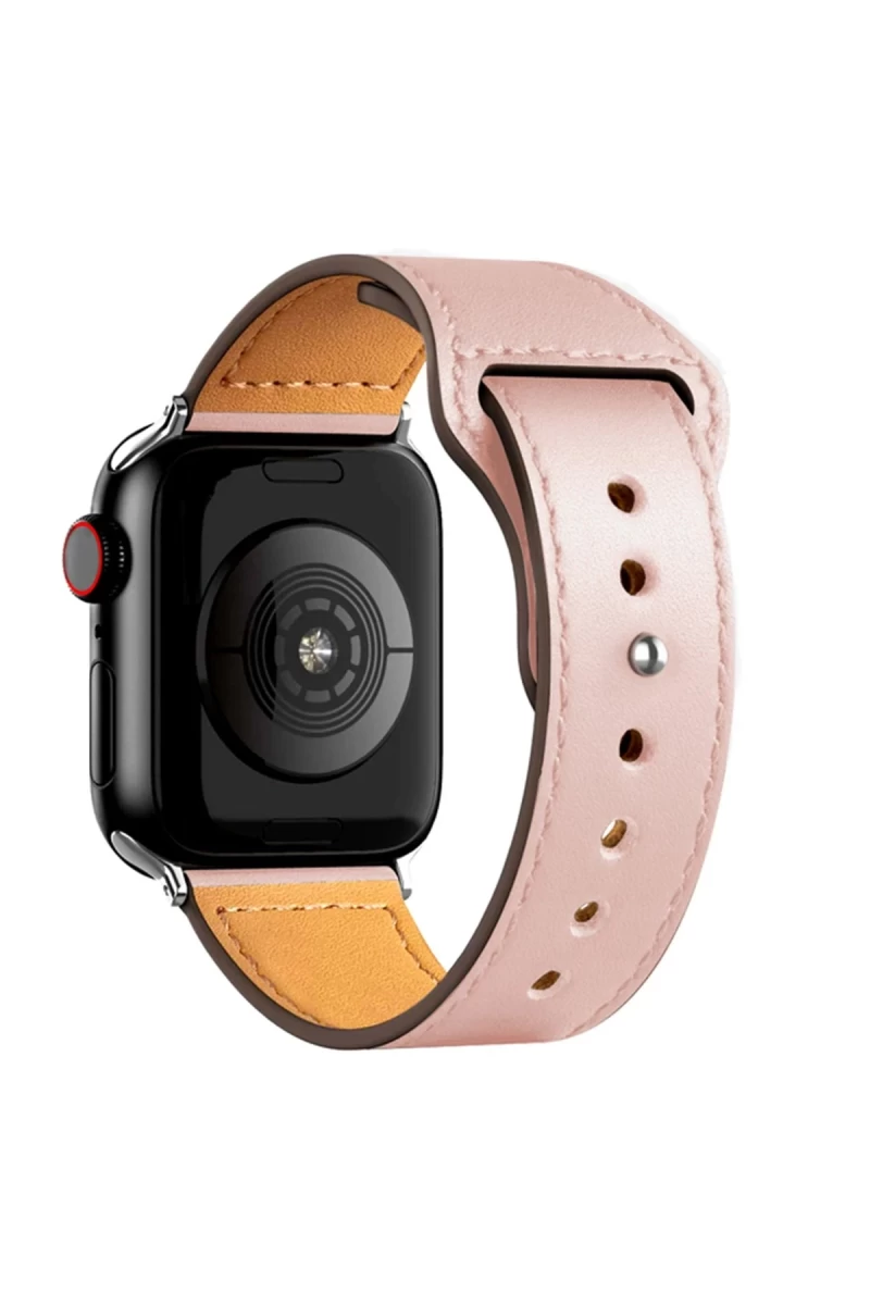 Apple Watch 42mm Uyumlu KR415 Luaz Deri Kordon - Pembe