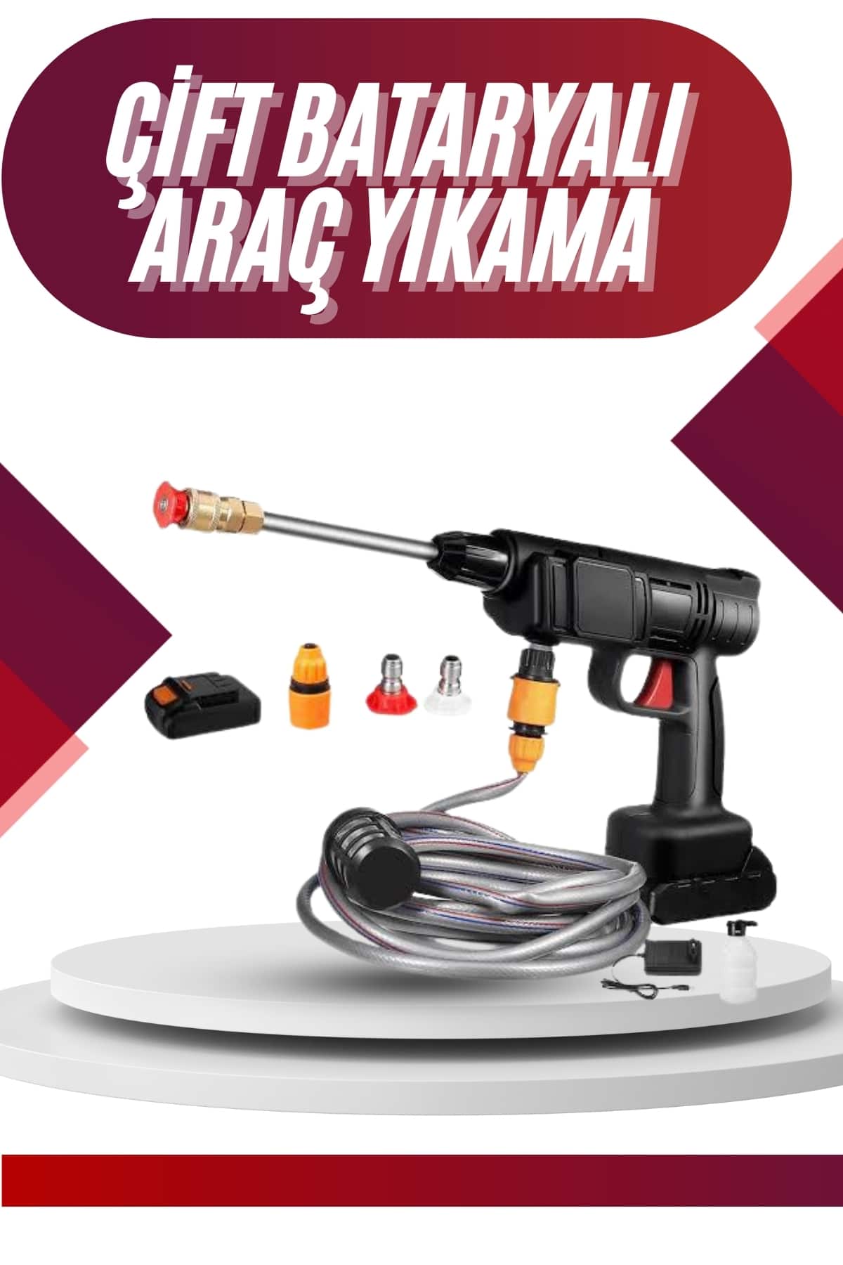 Oto Araba Yıkama Şarjlı Ve Yüksek Basınçlı Oto Yıkama Ve Sulama Tabancası