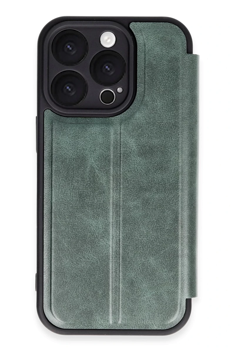 Apple iPhone 16 Pro Uyumlu Kılıf Flip Cover - Koyu Yeşil