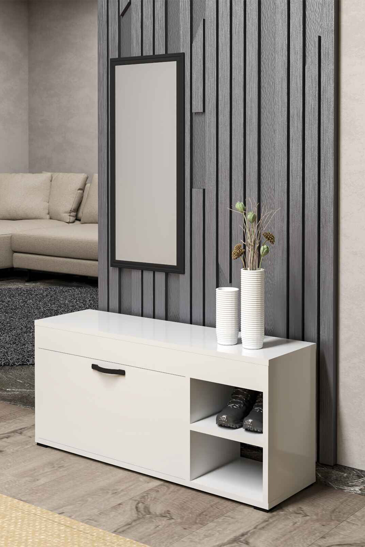 Ayakkabılık Dolabı Beyaz 90 cm