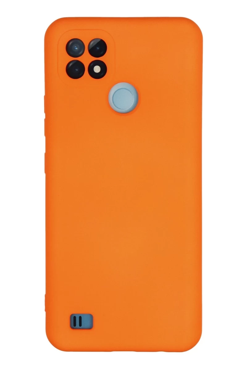 Realme C21 Uyumlu Kılıf Nano içi Kadife Silikon - Turuncu