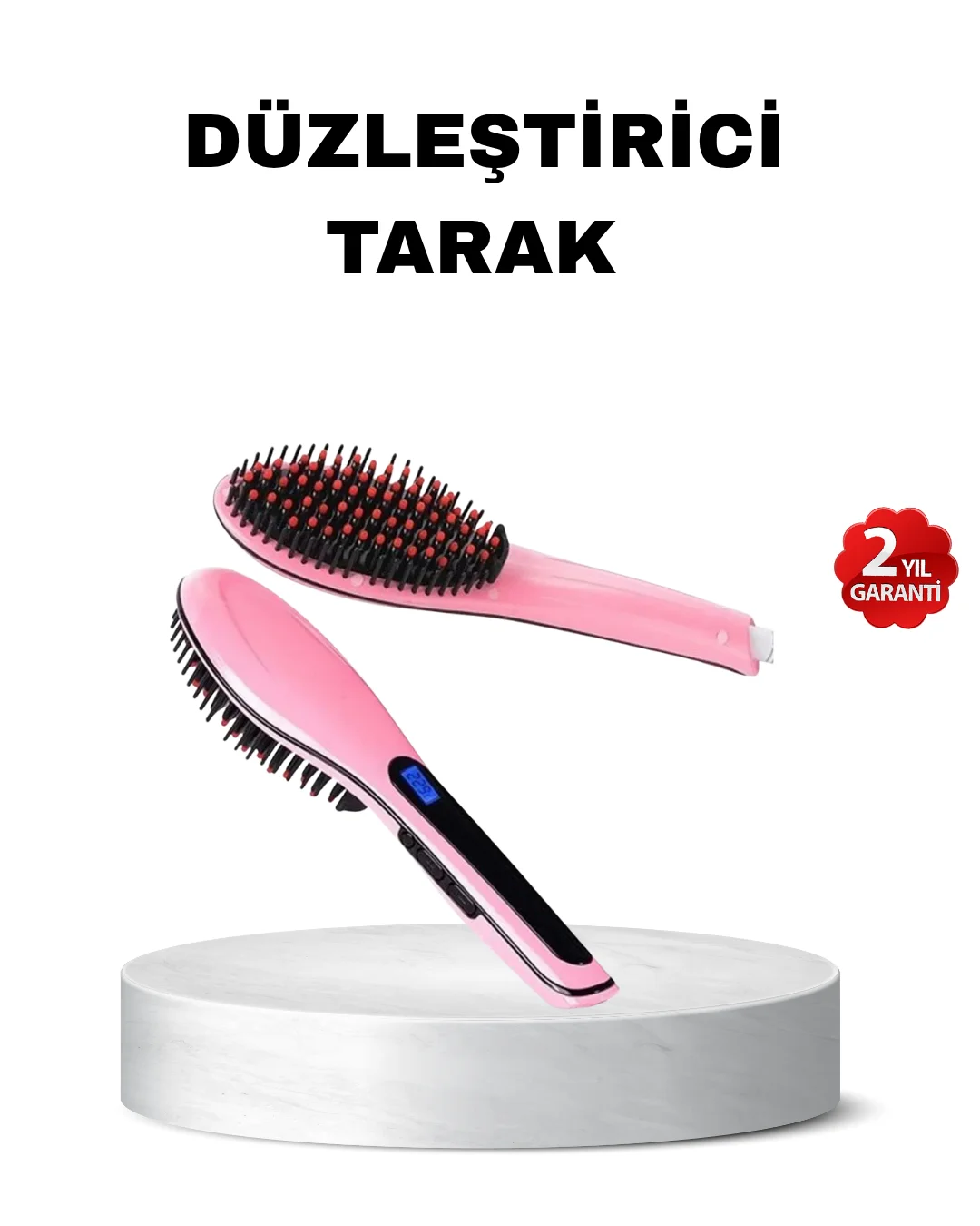 Dijital Ekranlı Seramik Saç Düzleştirici Tarak – 5 Kademeli Isı Ayarı, İyon Kontrollü