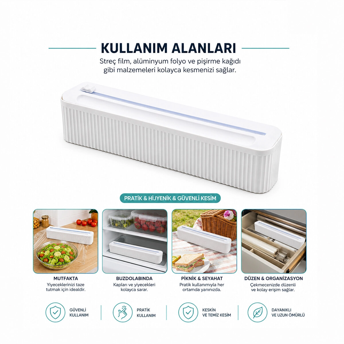PLASTİK FOLYO - STREÇLİK FİLM KESİCİ 35CM PRATİK KESME APARATLI MANYET