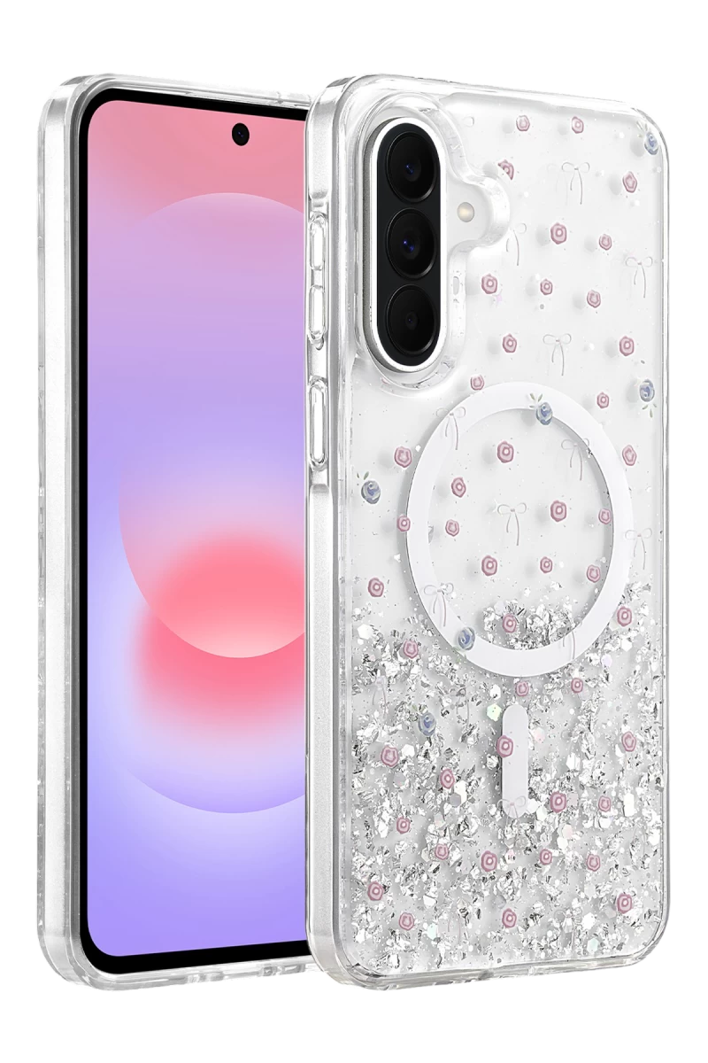 Onegif Samsung Galaxy A56 Uyumlu Misk Simli Magsafe Kapak - Desen 1