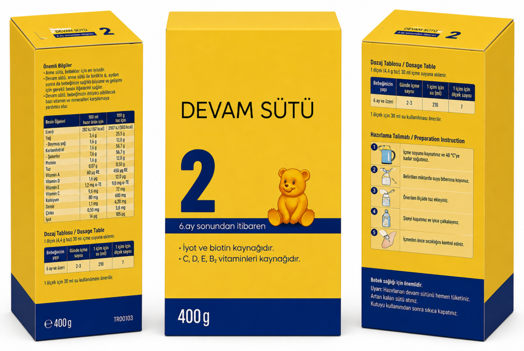 Bebek Devam Sütü 2 400 Gr adet fiyatıdır