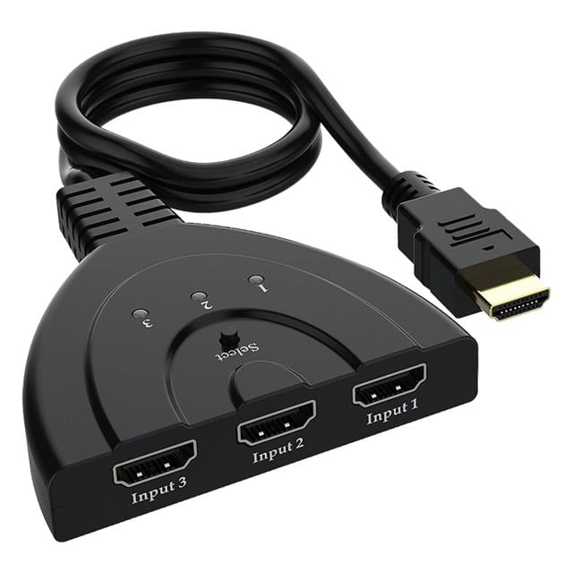PM-17229 3 Giriş 1 Çıkış HDMI Switcher Çoğaltıcı Toplayıcı Aparat 30 CM Kablolu Seçme Düğmeli