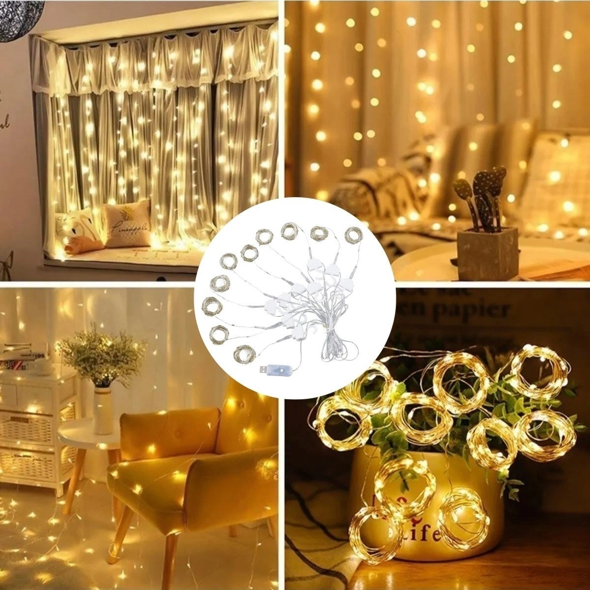 Kancalı Uzaktan Kumandalı LED Perde Işığı 3x3 Metre USB