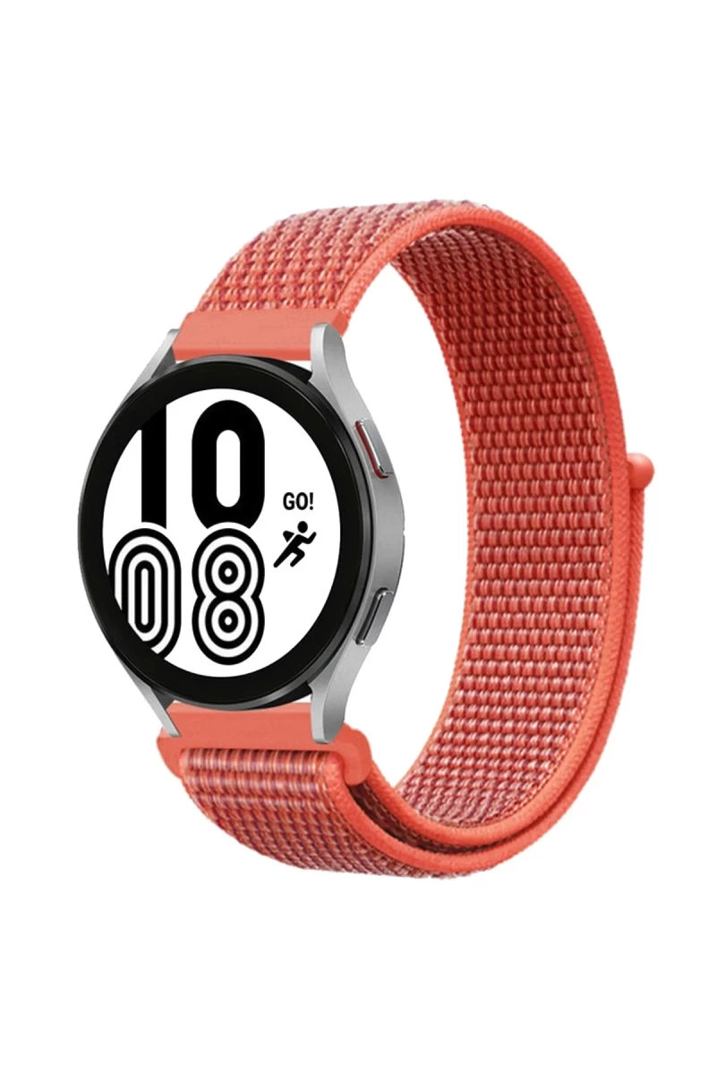 Samsung Galaxy Watch 4 Hasırlı Cırtcırtlı Kordon - Turuncu
